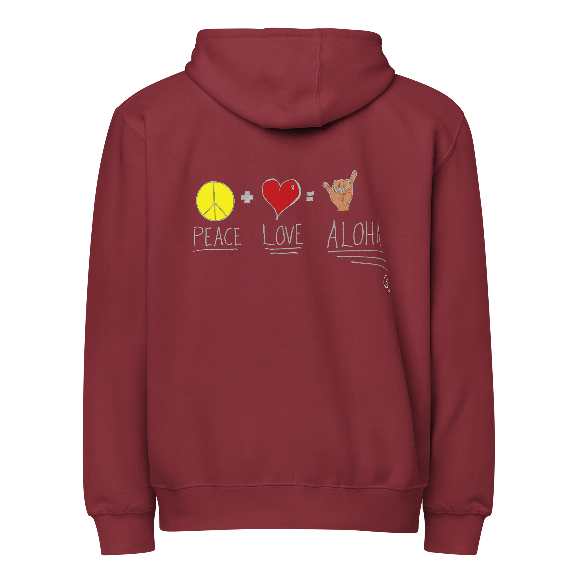 Peace Love Aloha Unisex Zip Hoodie - Dark Colors - Image 20