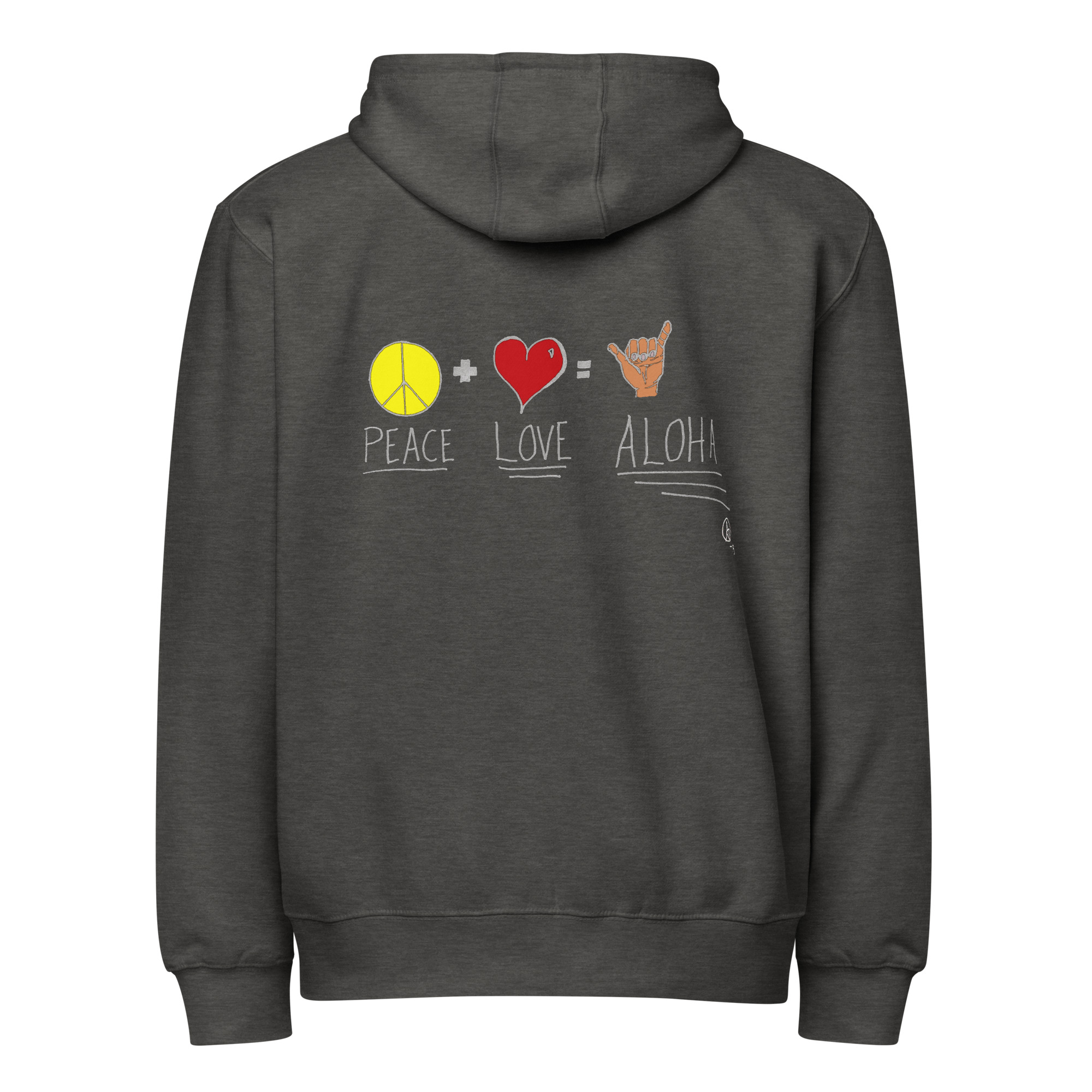 Peace Love Aloha Unisex Zip Hoodie - Dark Colors - Image 22