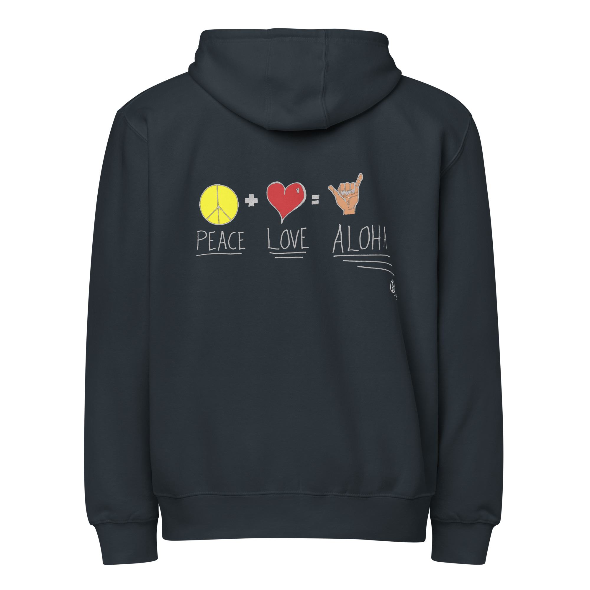 Peace Love Aloha Unisex Zip Hoodie - Dark Colors - Image 18