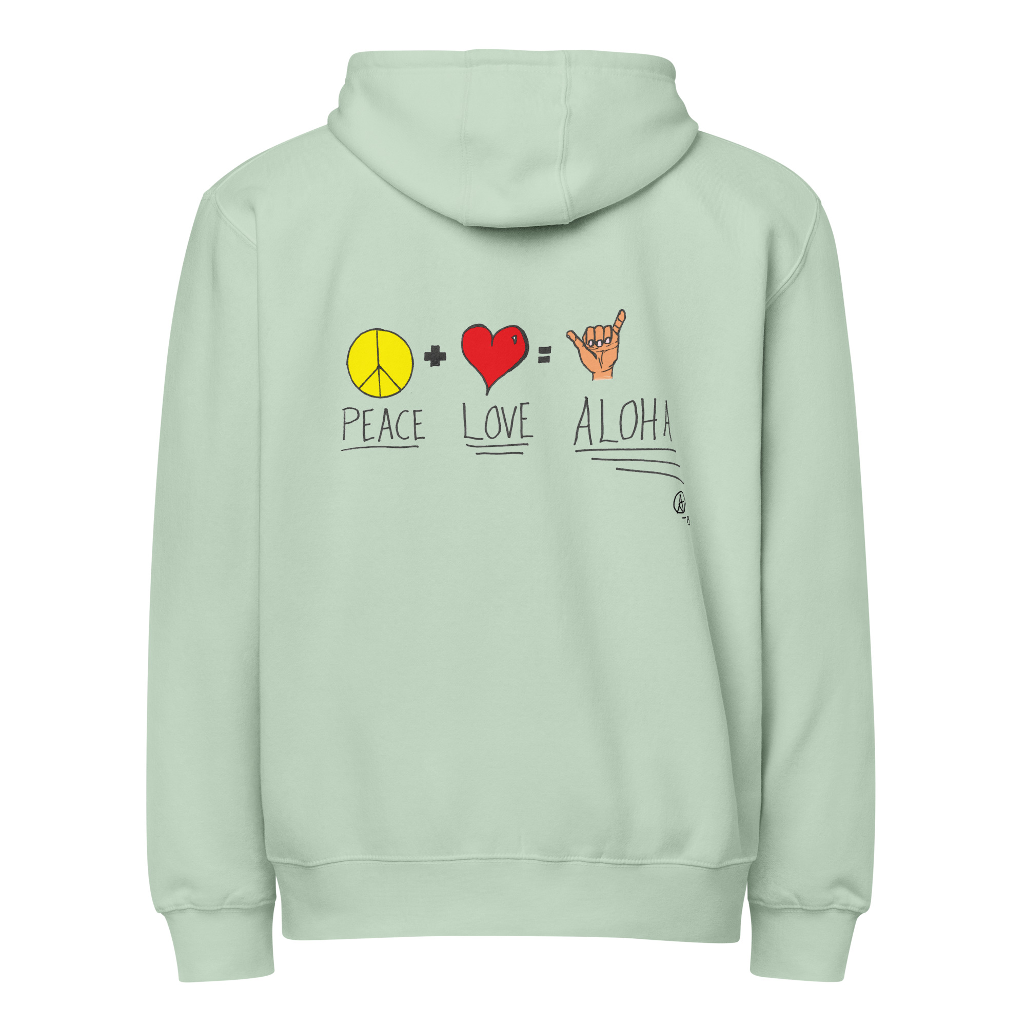 Peace Love Aloha Unisex Zip Hoodie - Light Colors - Image 23